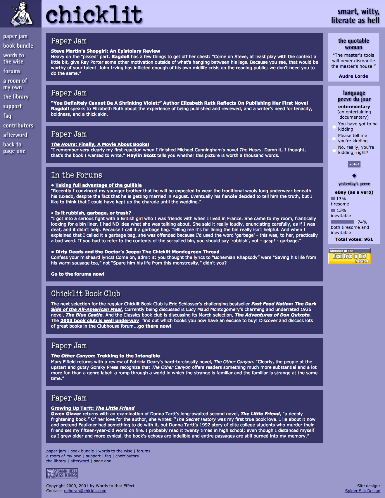 Chicklit web site screenshot